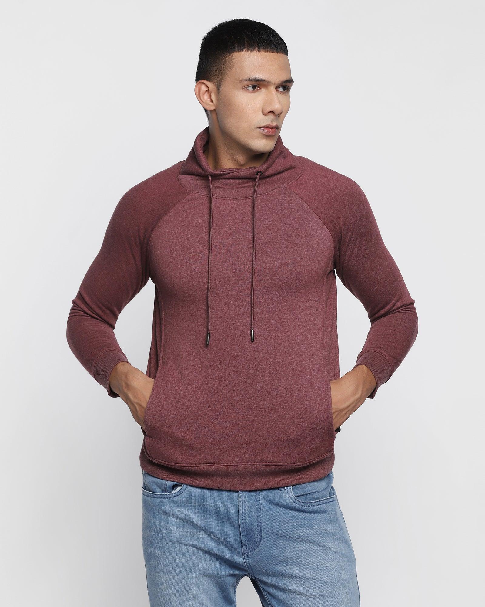 Stylized Collar Sweatshirt In Wine (Kang) - Blackberrys