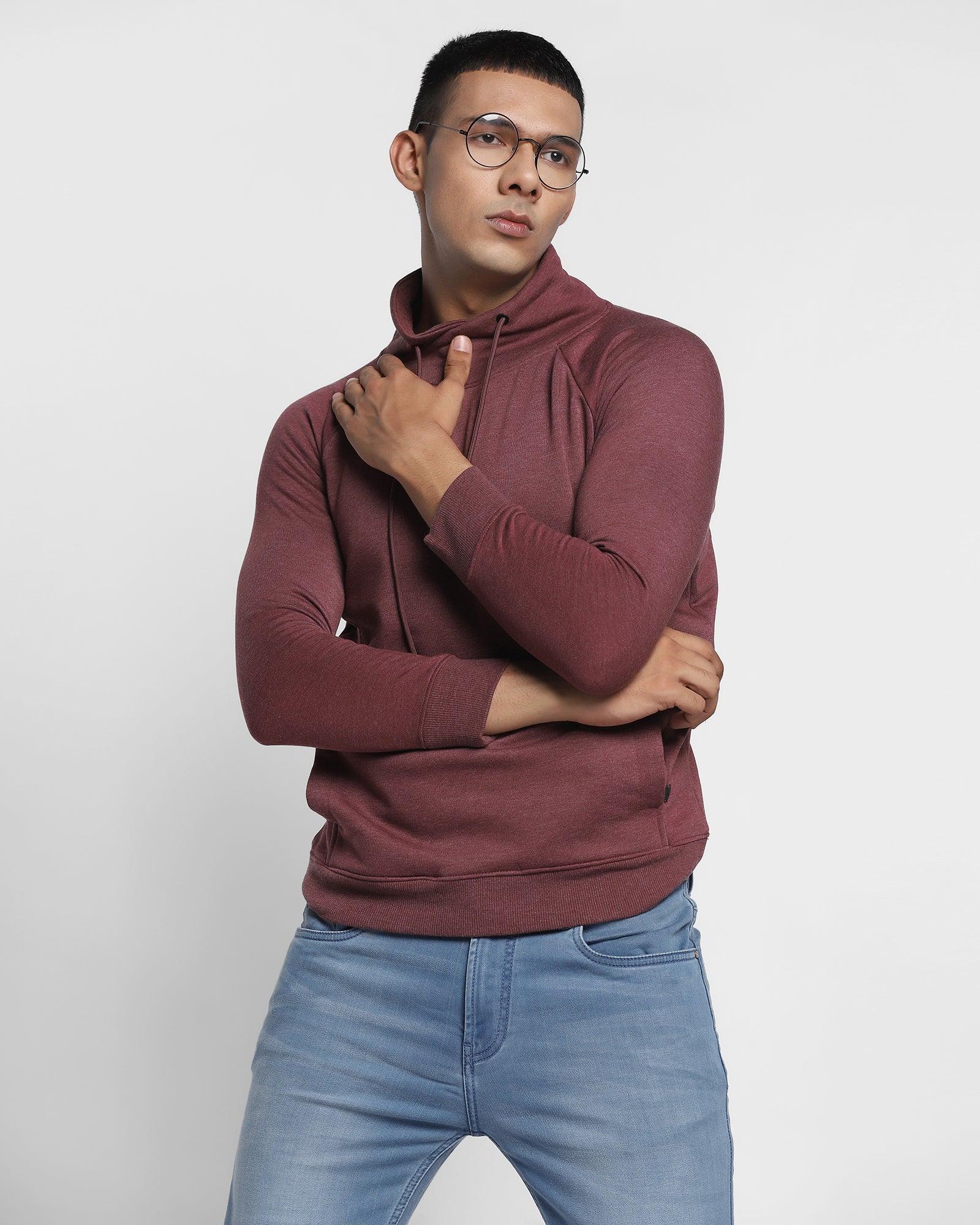 Stylized Collar Sweatshirt In Wine (Kang) - Blackberrys