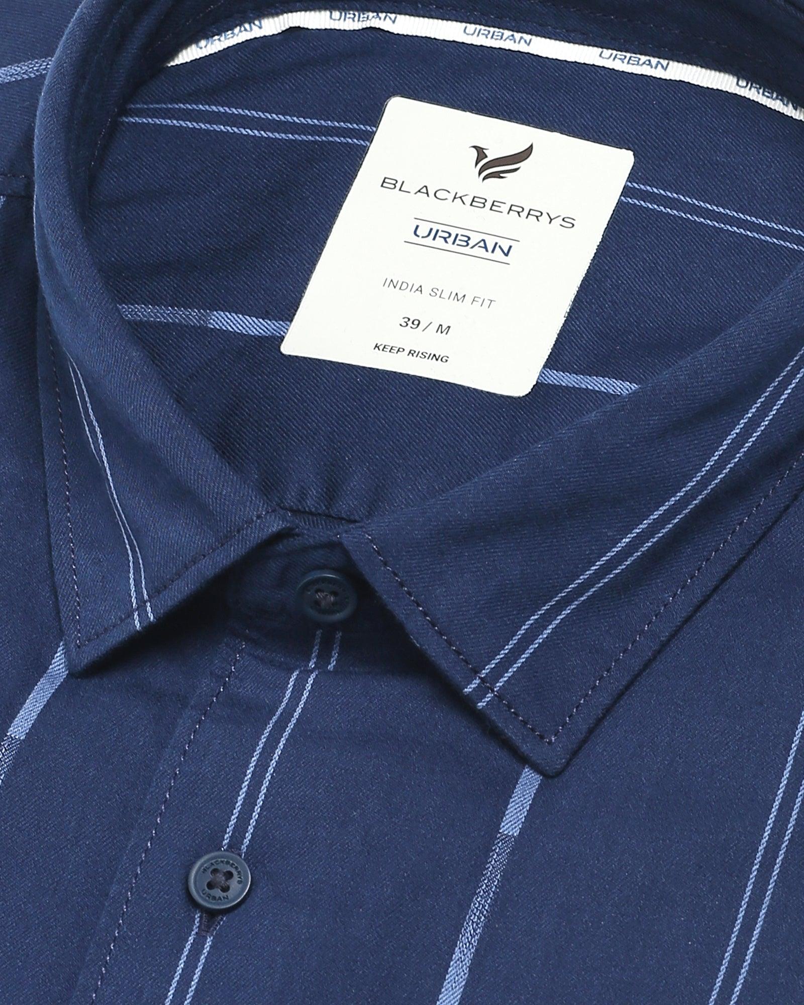 Stripe Casual Shirt In Navy (Lincon) - Blackberrys
