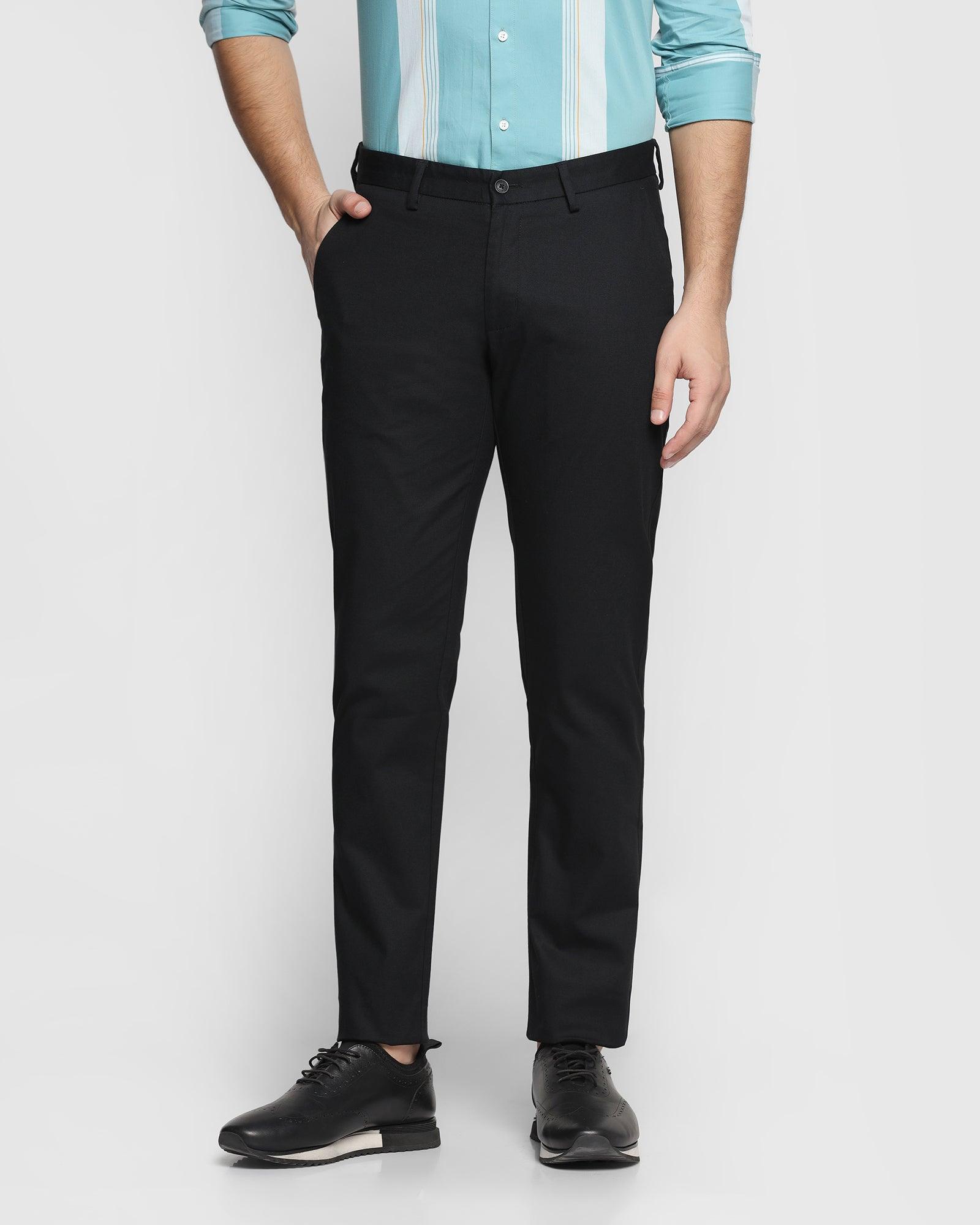 Slim Fit B-91 Casual Black Textured Khakis - Aiden - Blackberrys