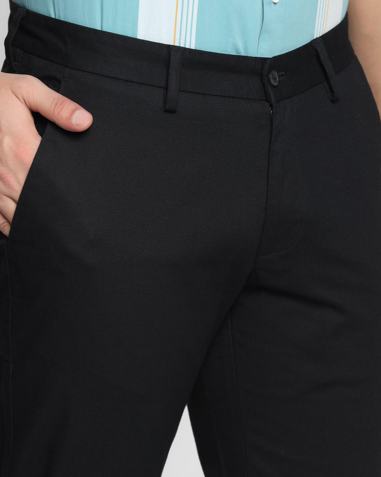 Slim Fit B-91 Casual Black Textured Khakis - Aiden - Blackberrys