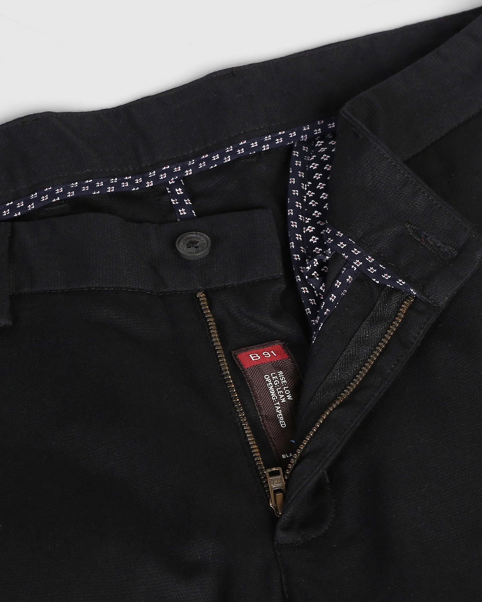 Slim Fit B-91 Casual Black Textured Khakis - Aiden - Blackberrys