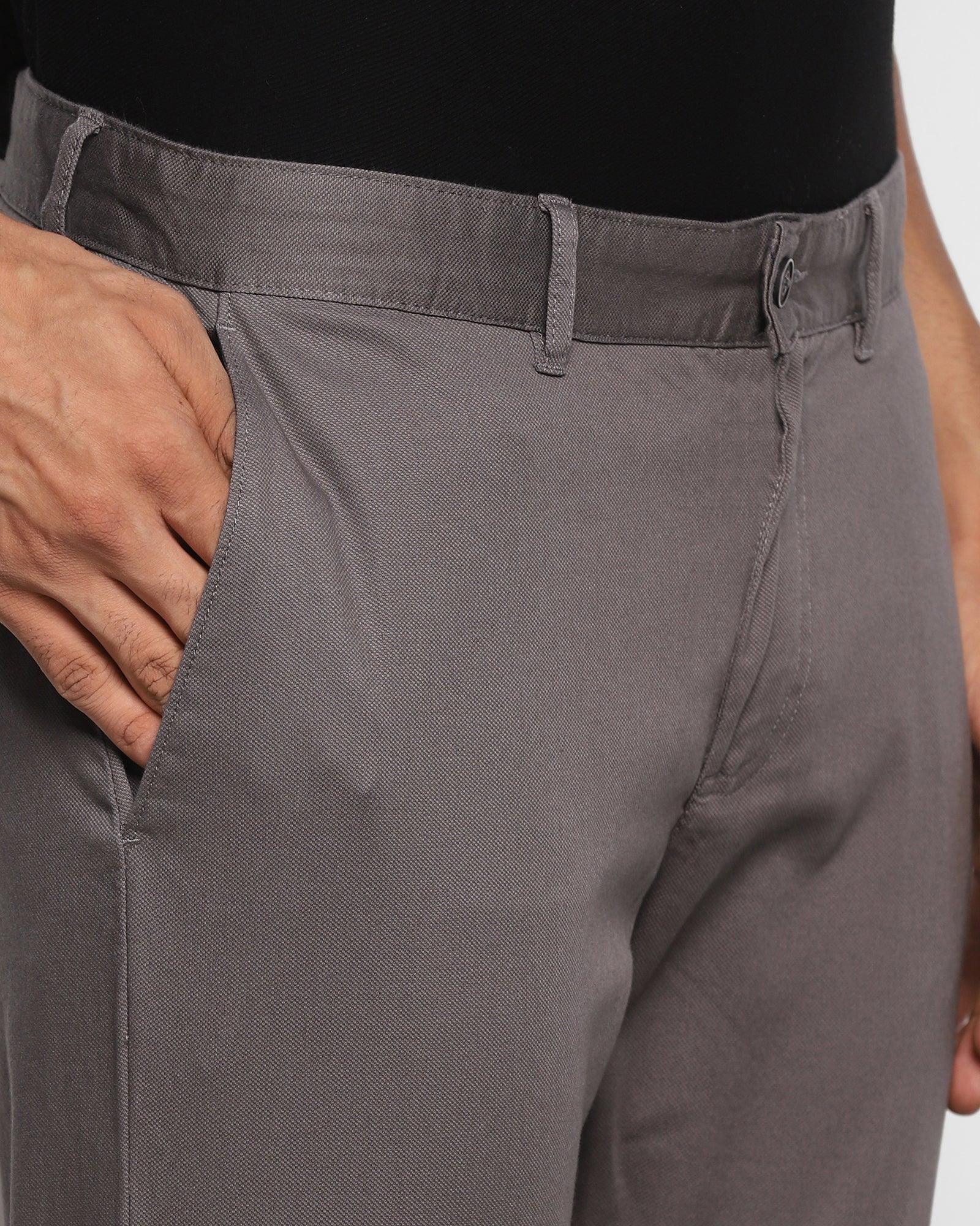 Slim Comfort B-95 Casual Dark Grey Textured Khakis - Tegan - Blackberrys