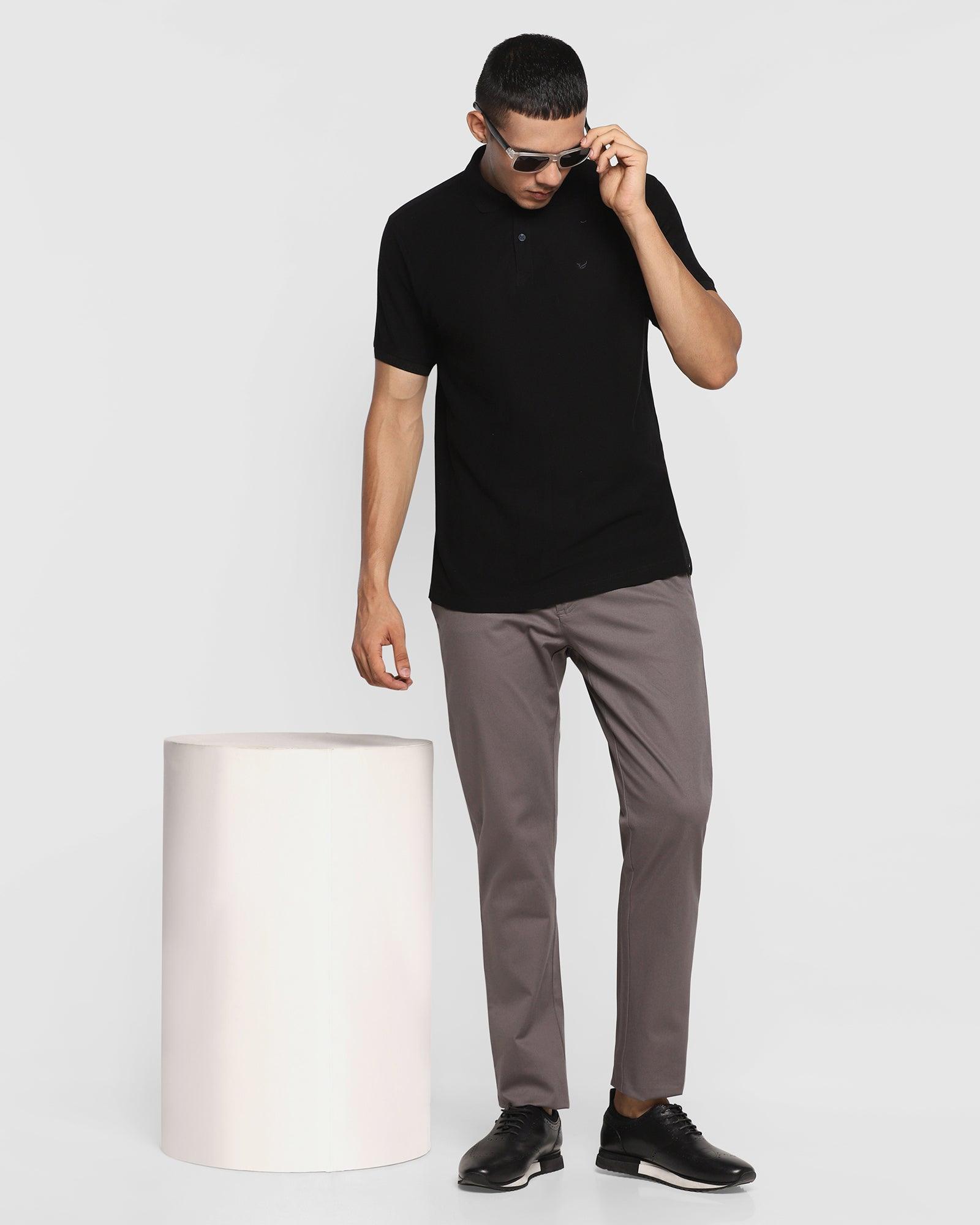 Slim Comfort B-95 Casual Dark Grey Textured Khakis - Tegan - Blackberrys