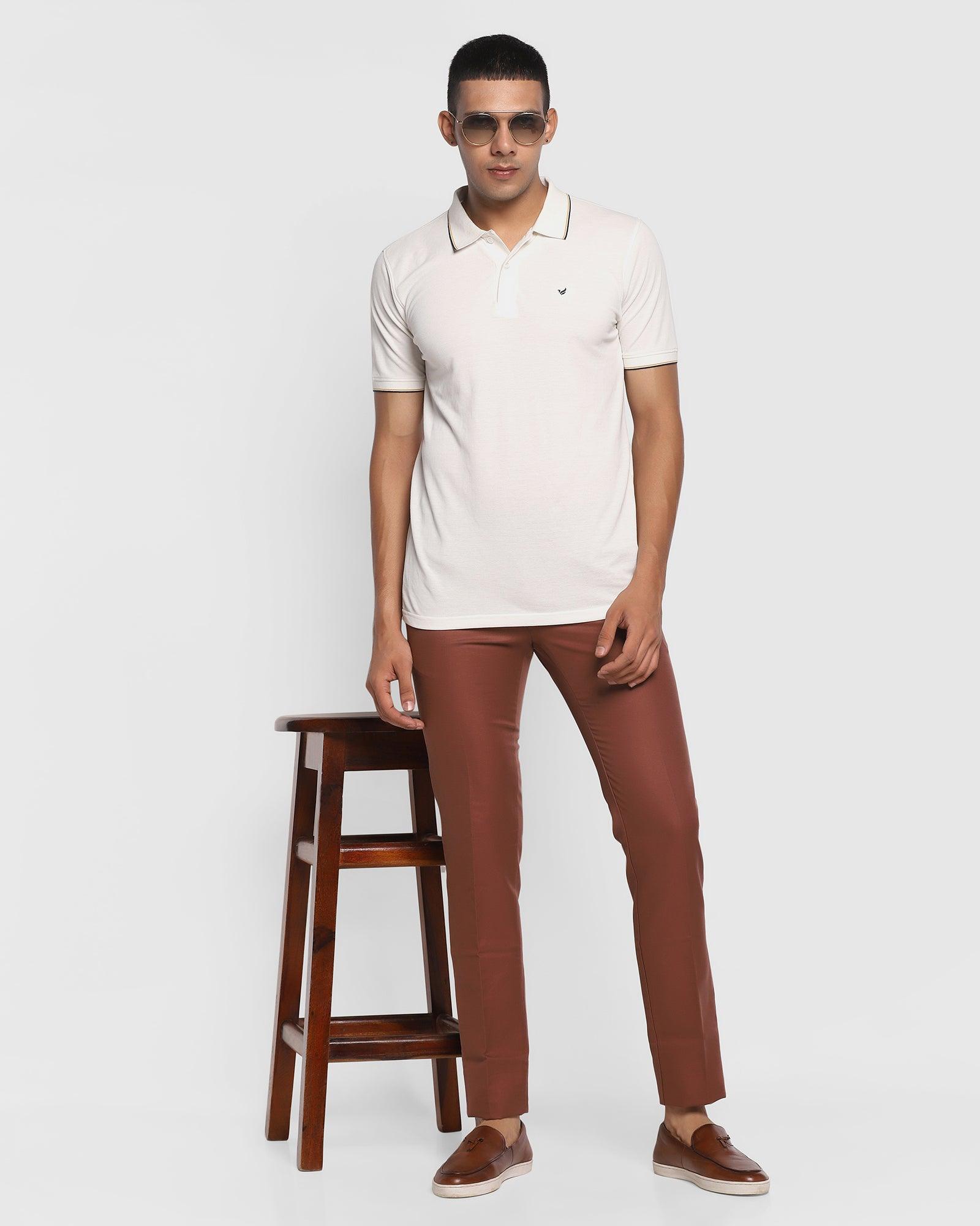 Textured Casual Khakis In Rust B-95 (Jen) - Blackberrys