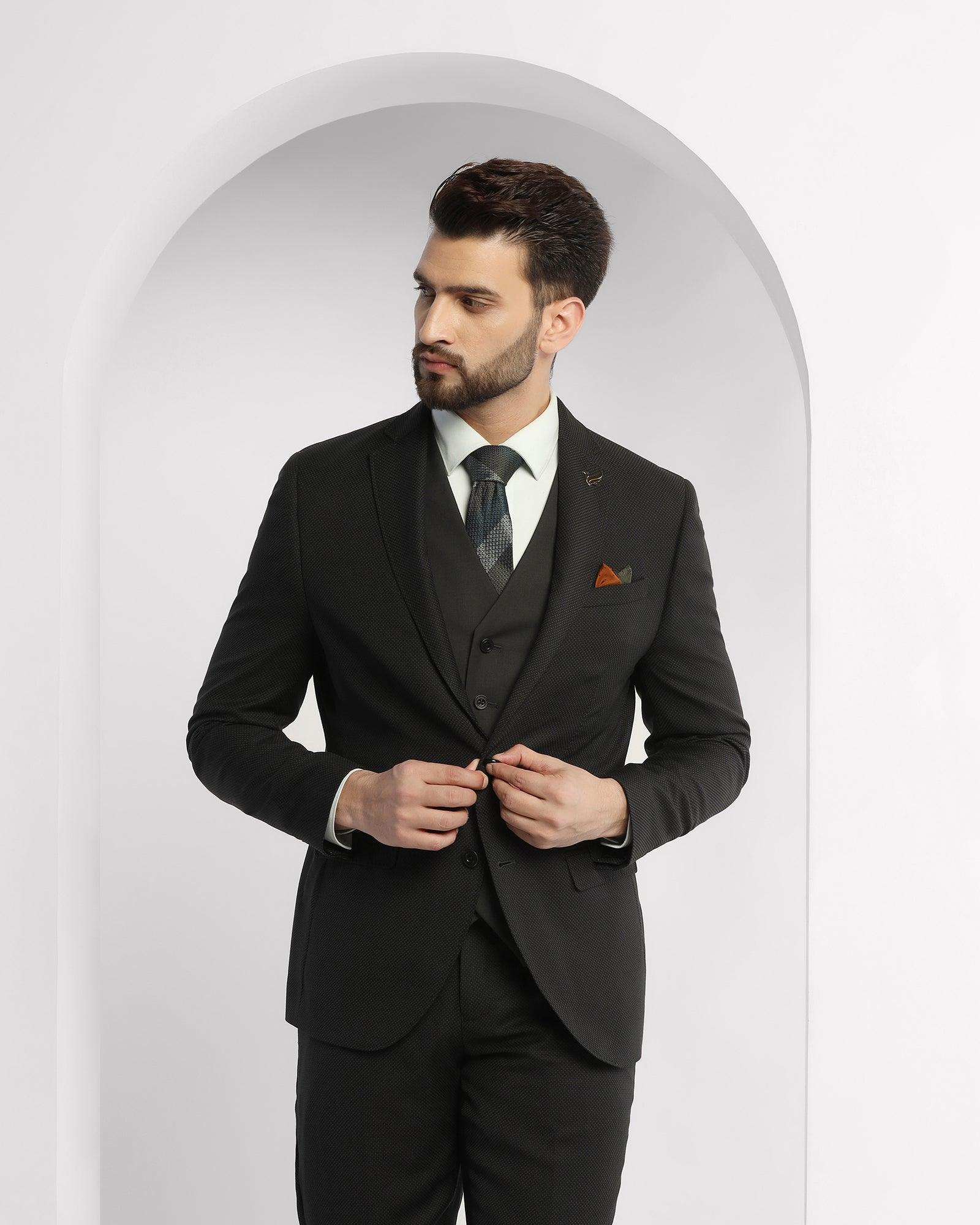 Textured 3 Pcs Suit In Olive (Rolfe) - Blackberrys