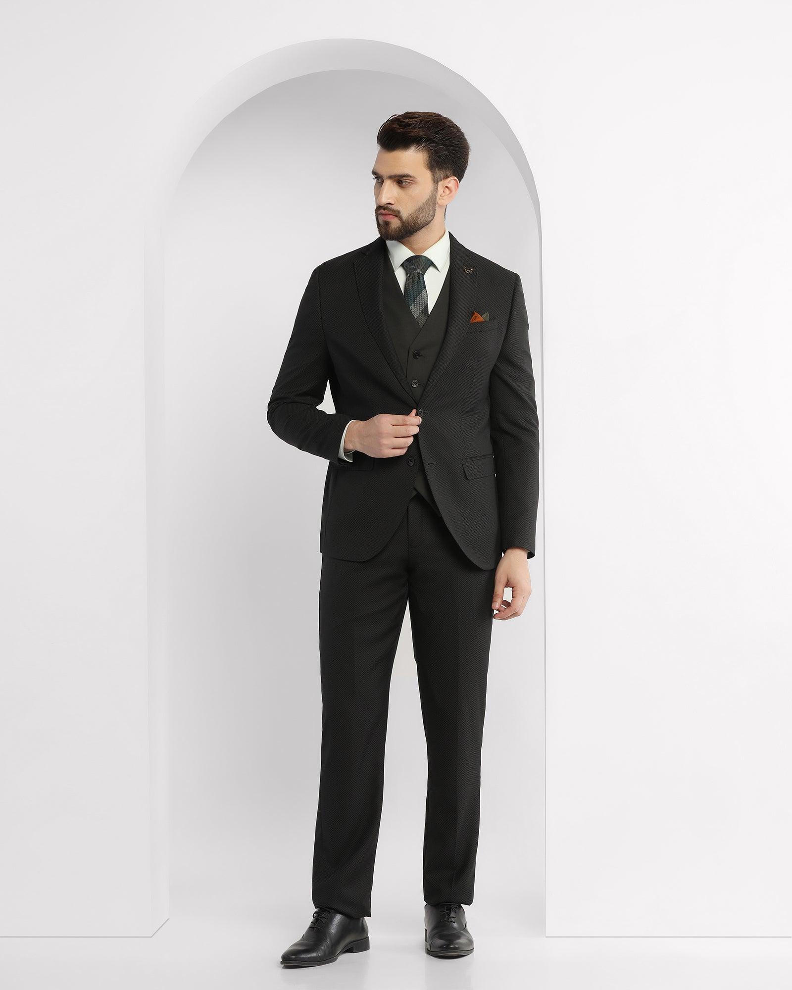 Textured 3 Pcs Suit In Olive (Rolfe) - Blackberrys
