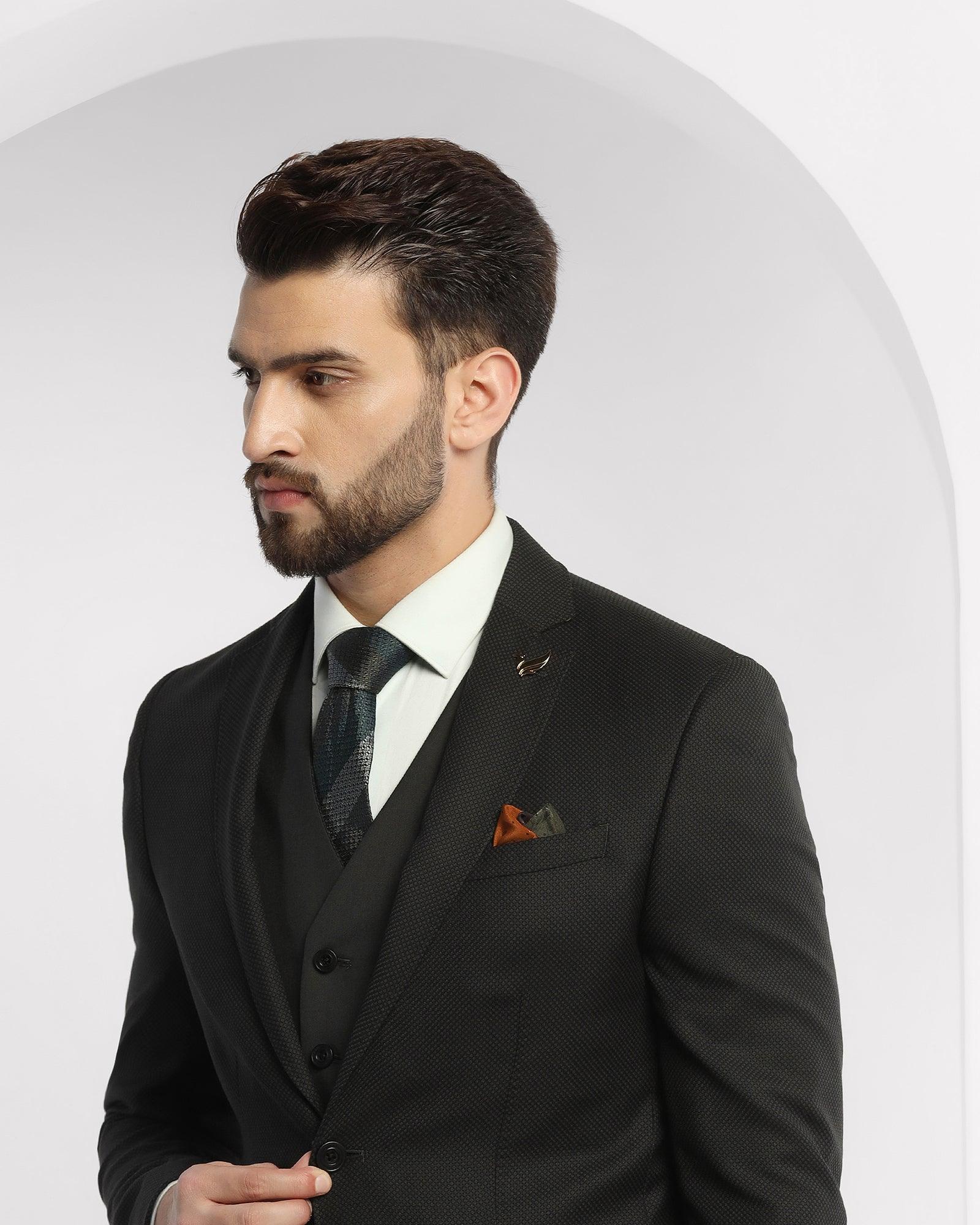Textured 3 Pcs Suit In Olive (Rolfe) - Blackberrys