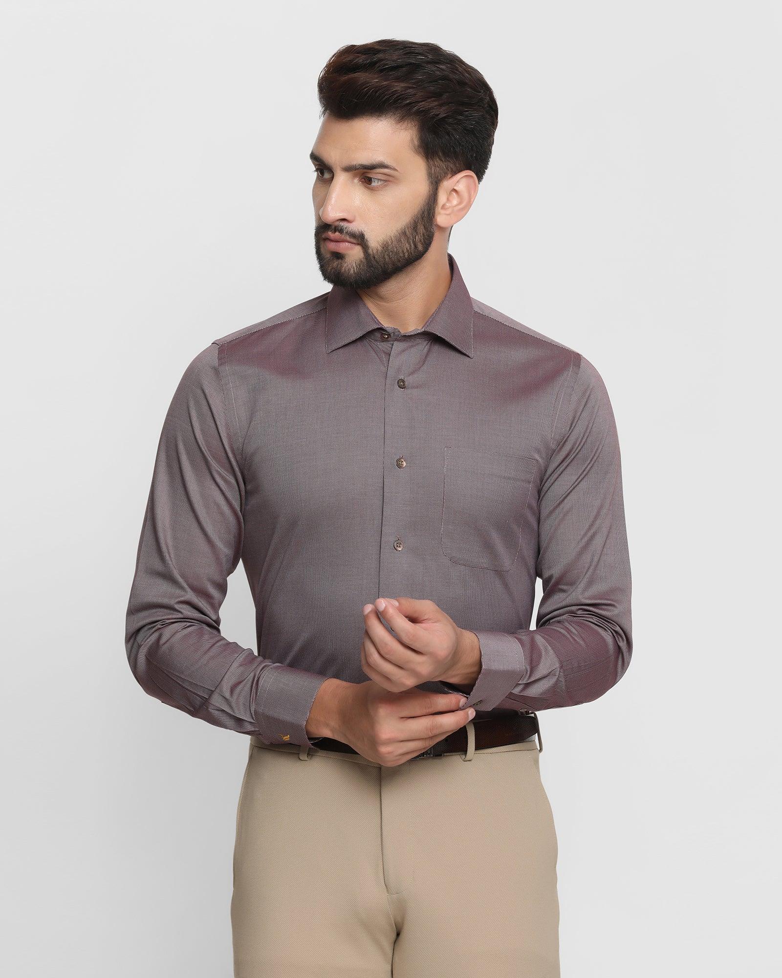 Textured Formal Shirt In Maroon (Rolson) - Blackberrys