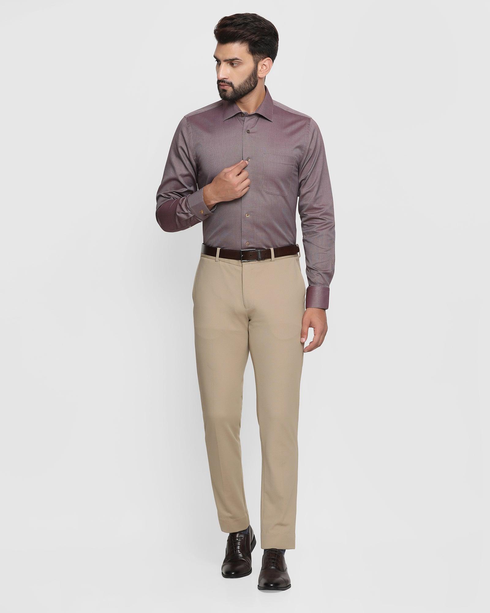 Textured Formal Shirt In Maroon (Rolson) - Blackberrys