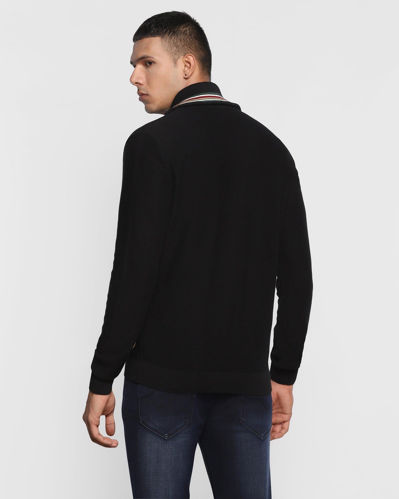 Stylized Collar Sweater In Jet Black (Christopher) - Blackberrys