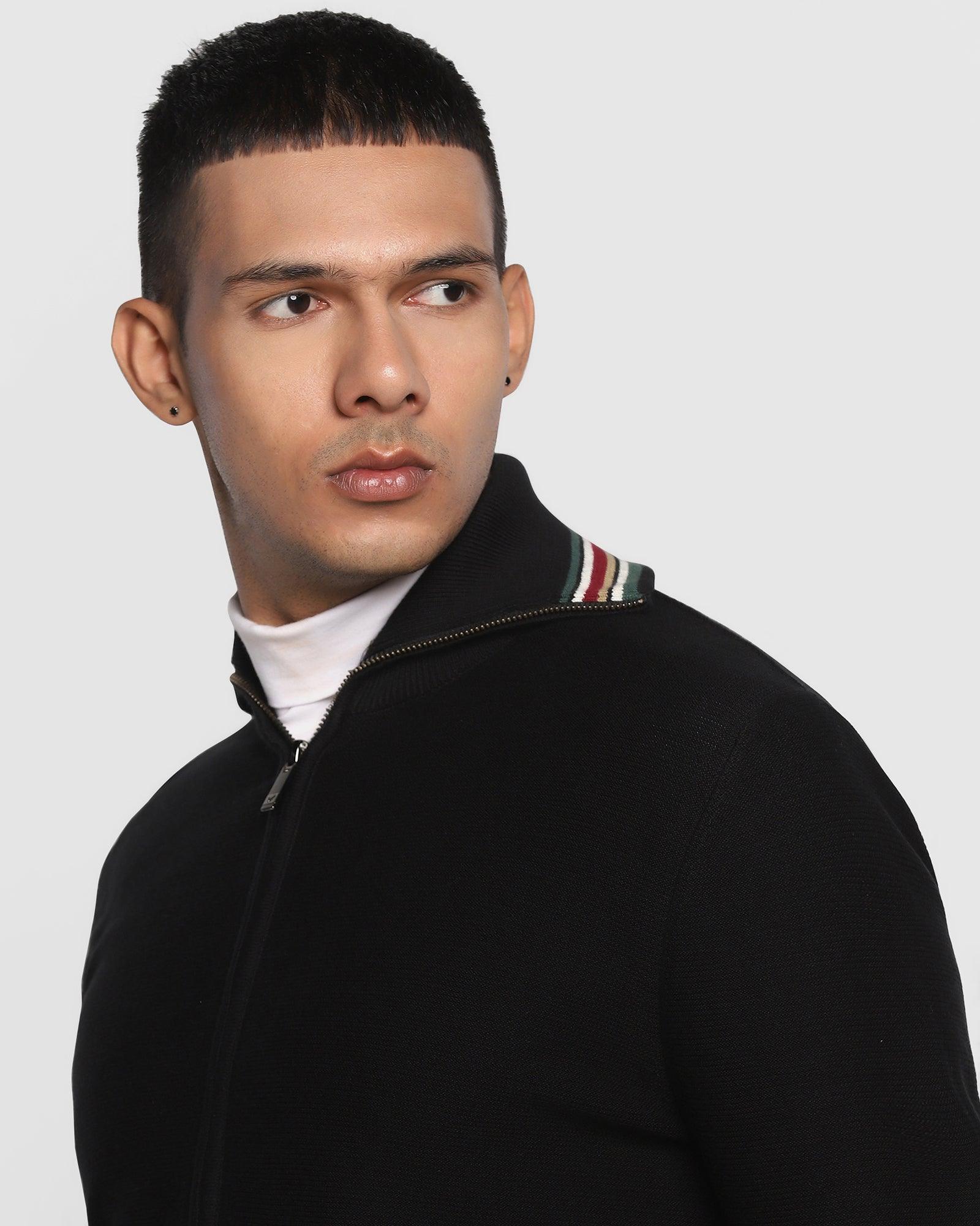 Stylized Collar Sweater In Jet Black (Christopher) - Blackberrys