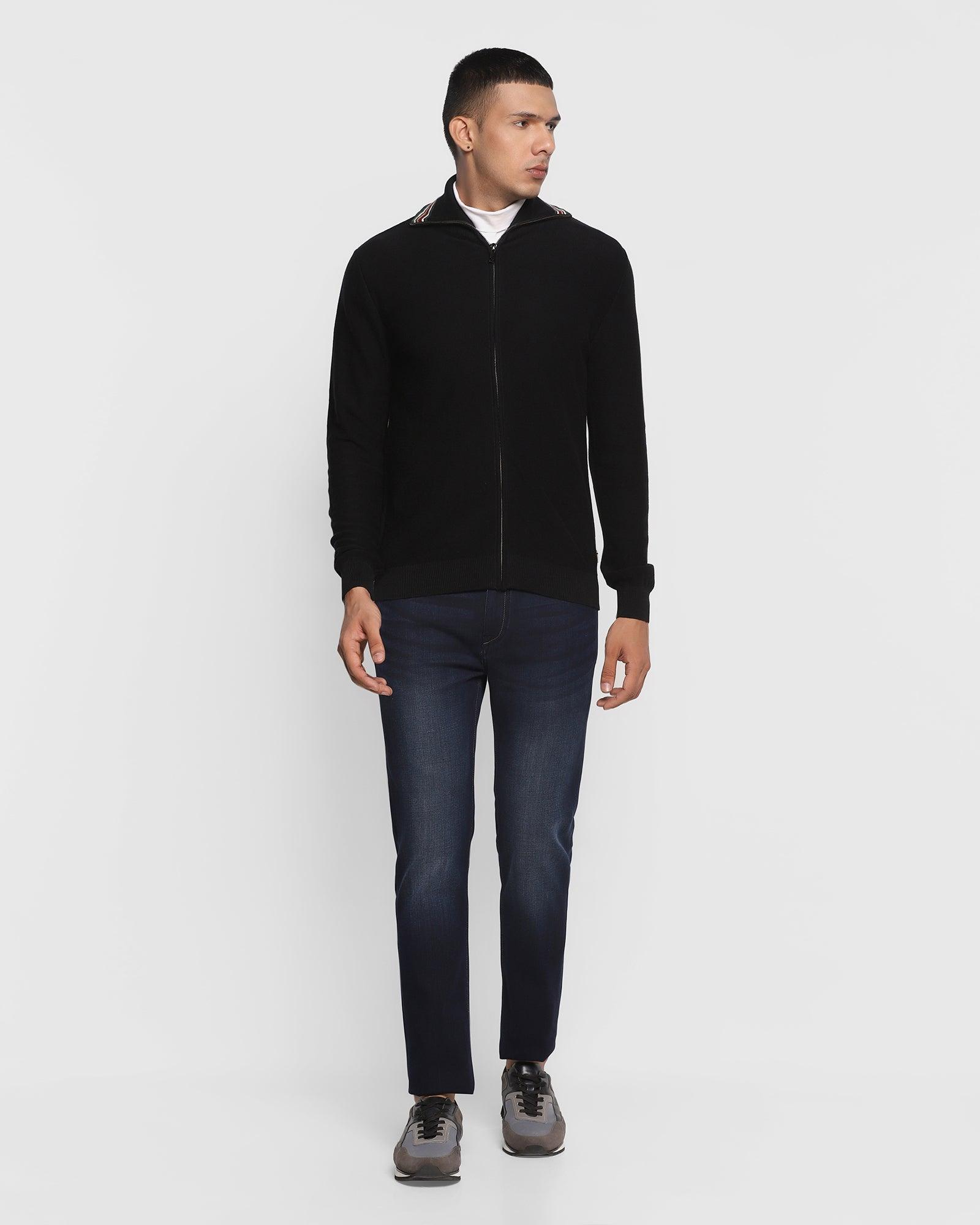 Stylized Collar Sweater In Jet Black (Christopher) - Blackberrys