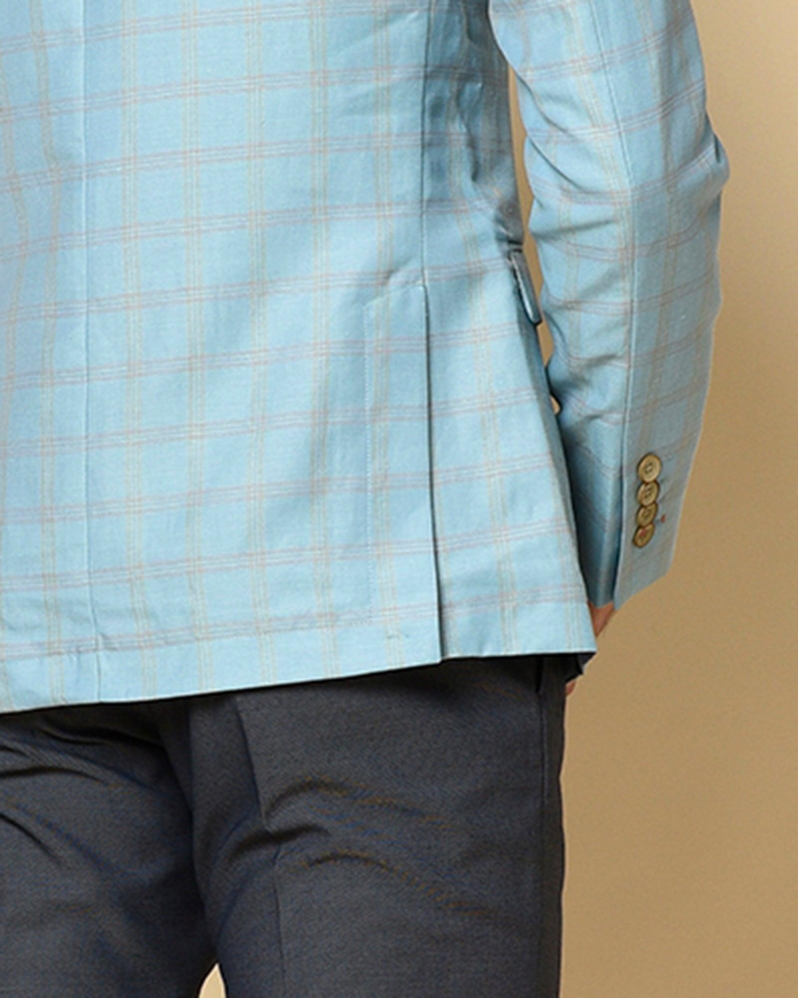 Linen Formal Blue Check Blazer - Etcher - Blackberrys