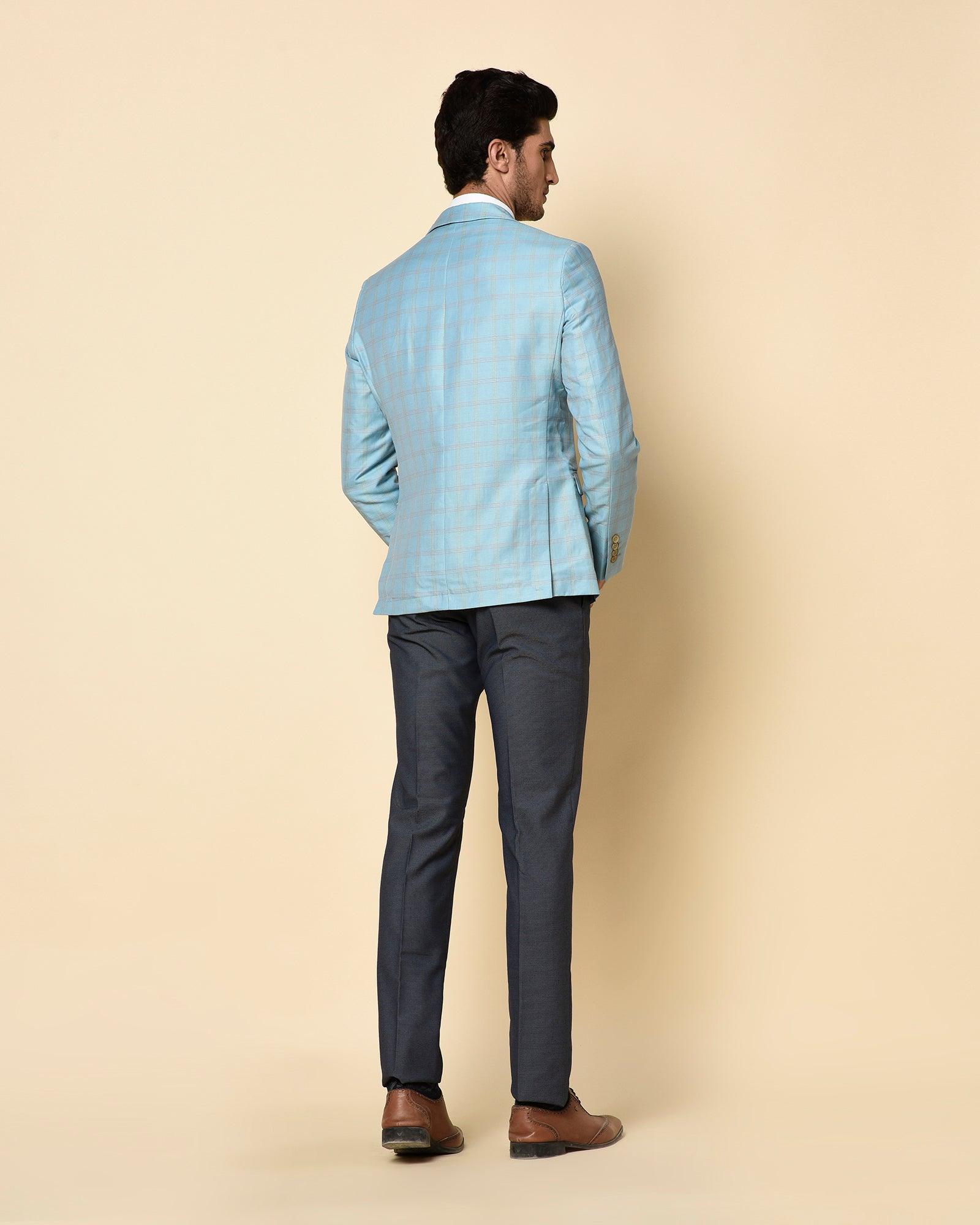Linen Formal Blue Check Blazer - Etcher - Blackberrys