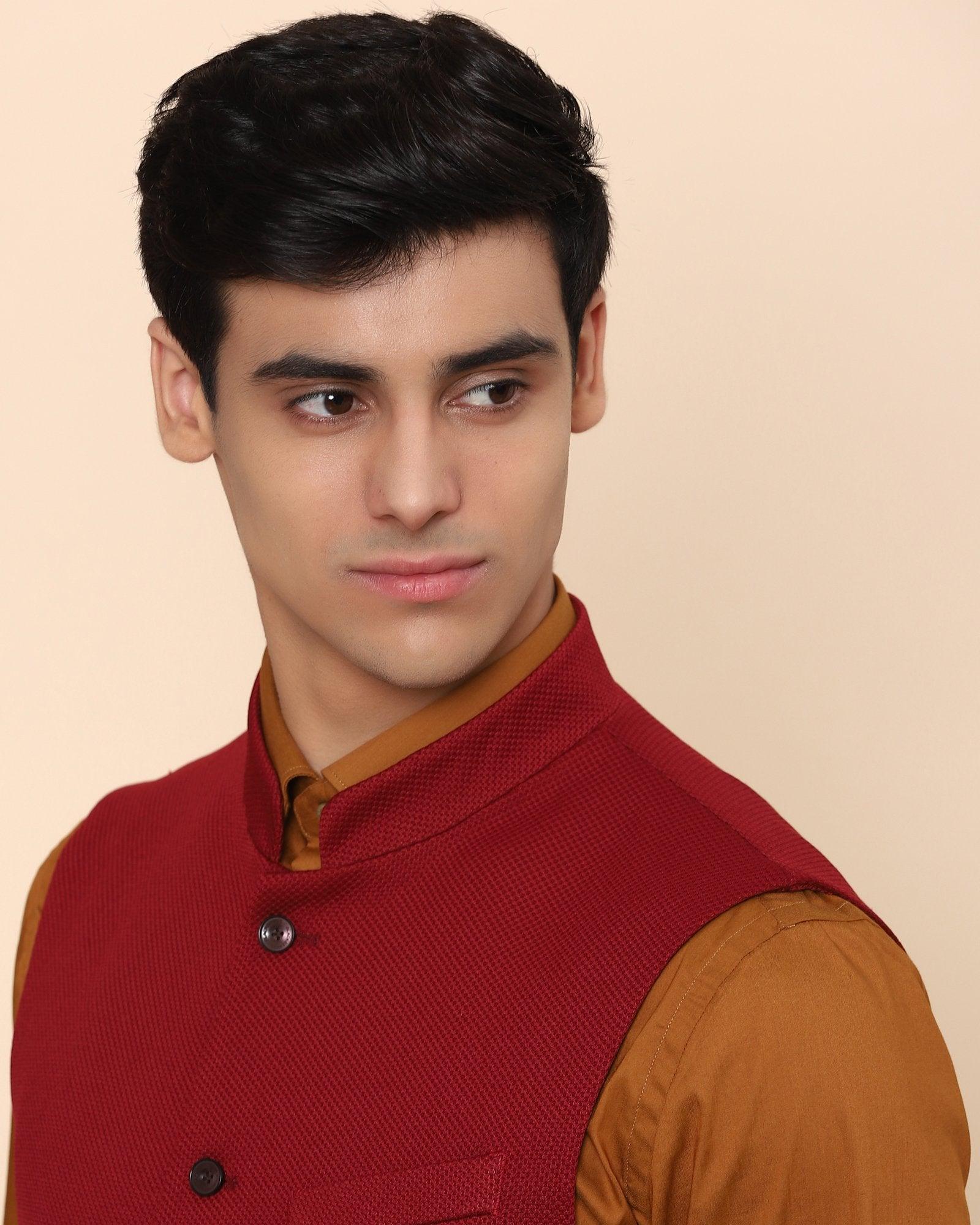 Vann Knitted Bandgala In Red - blackberrys-clothing