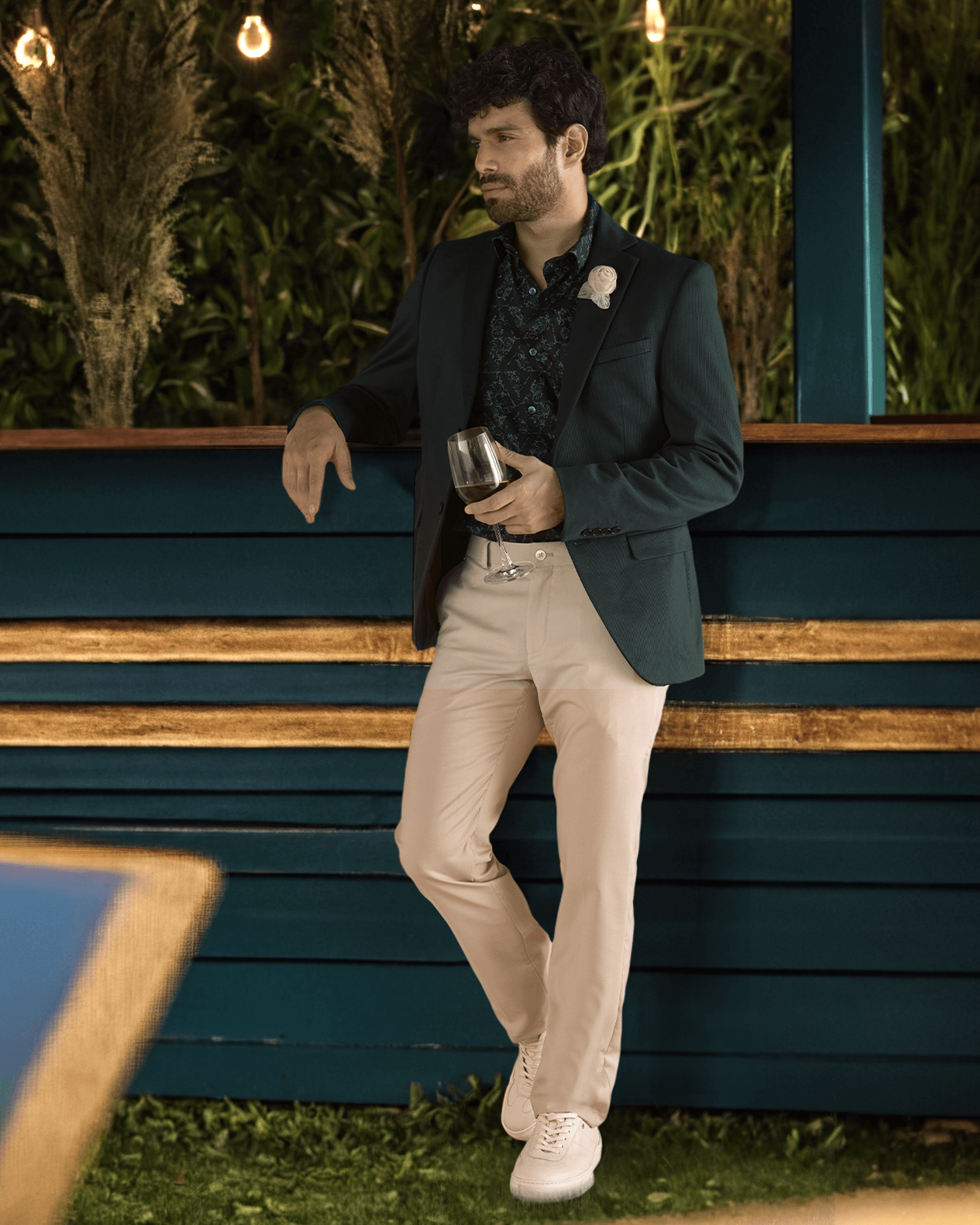 Buy Formal Dark Green Textured Blazer from Thar Collection