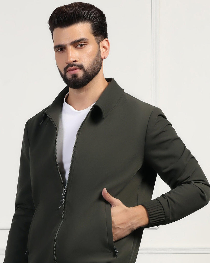 Two Piece Green Solid Formal Suit - Evolve