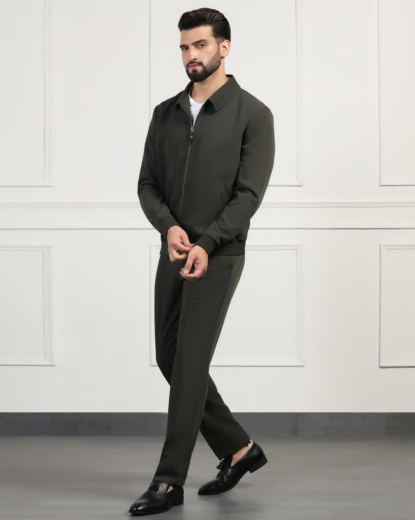 Two Piece Green Solid Formal Suit - Evolve