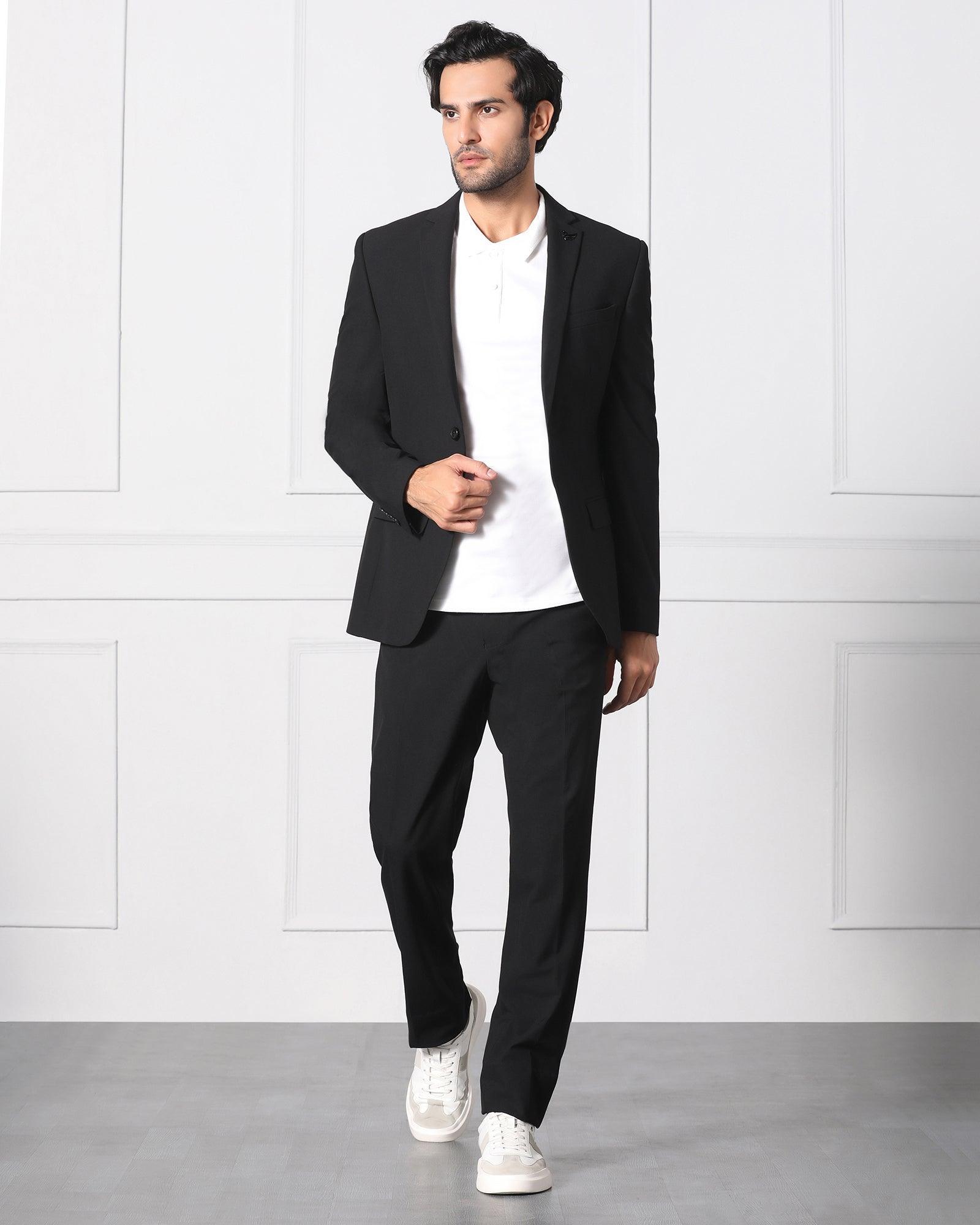 Must Haves Two Piece Black Solid Formal Suit - Jerret