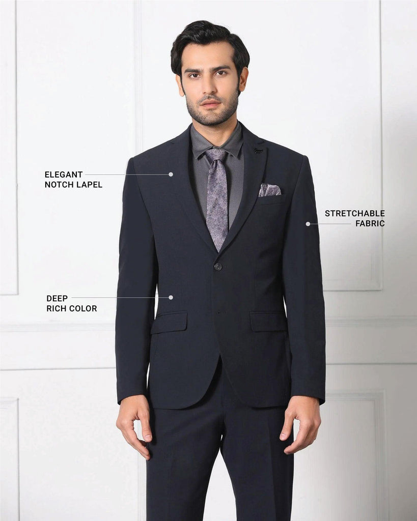 Must Haves Two Piece Blue Solid Formal Suit - Jerret