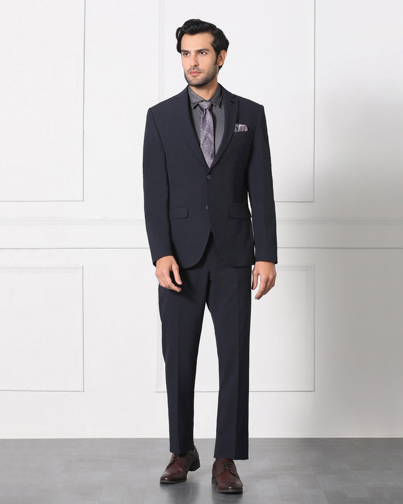 Must Haves Two Piece Blue Solid Formal Suit - Jerret