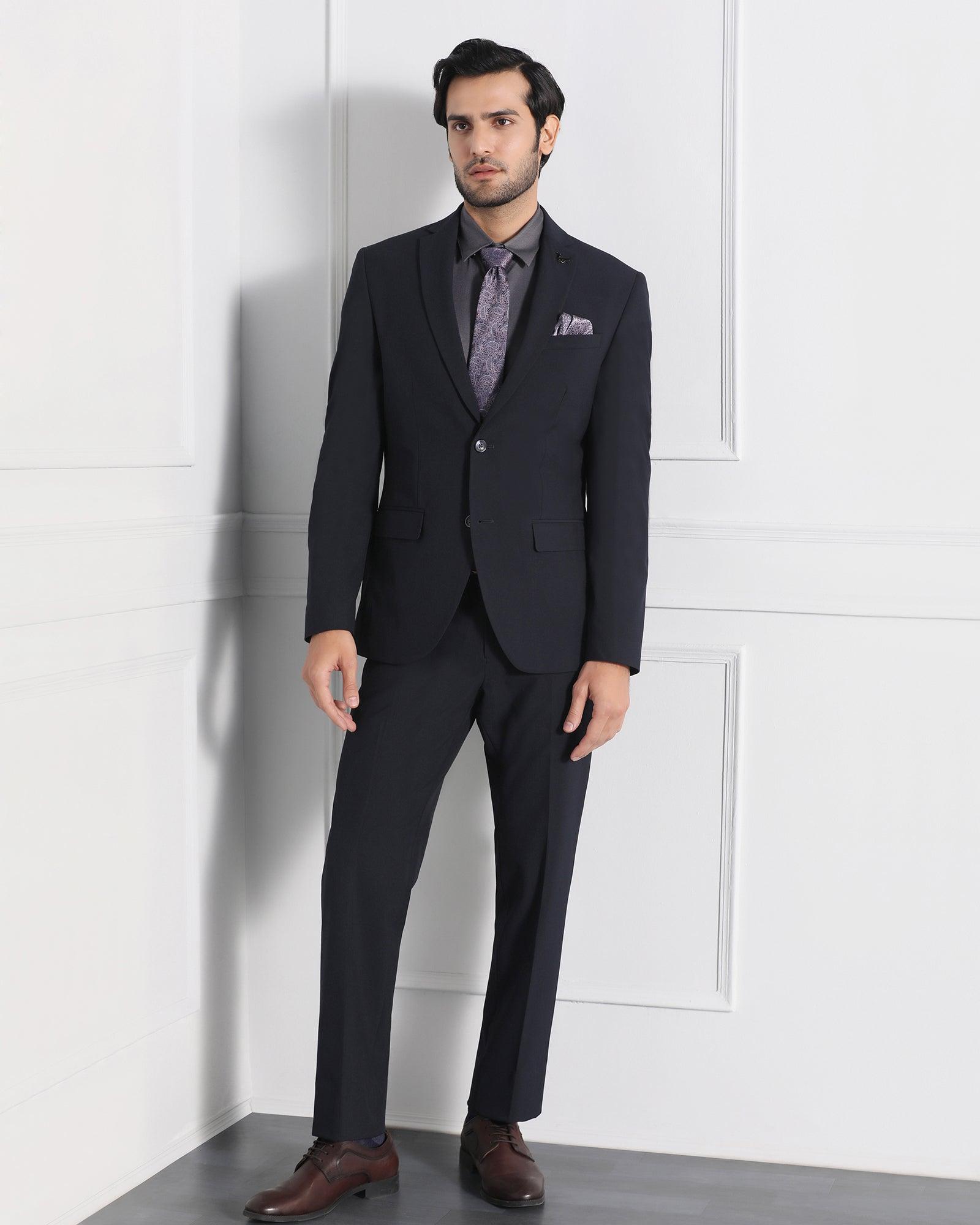 Must Haves Two Piece Blue Solid Formal Suit - Jerret