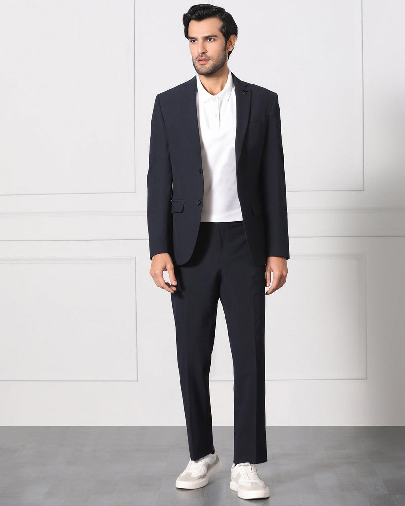 Must Haves Two Piece Blue Solid Formal Suit - Jerret