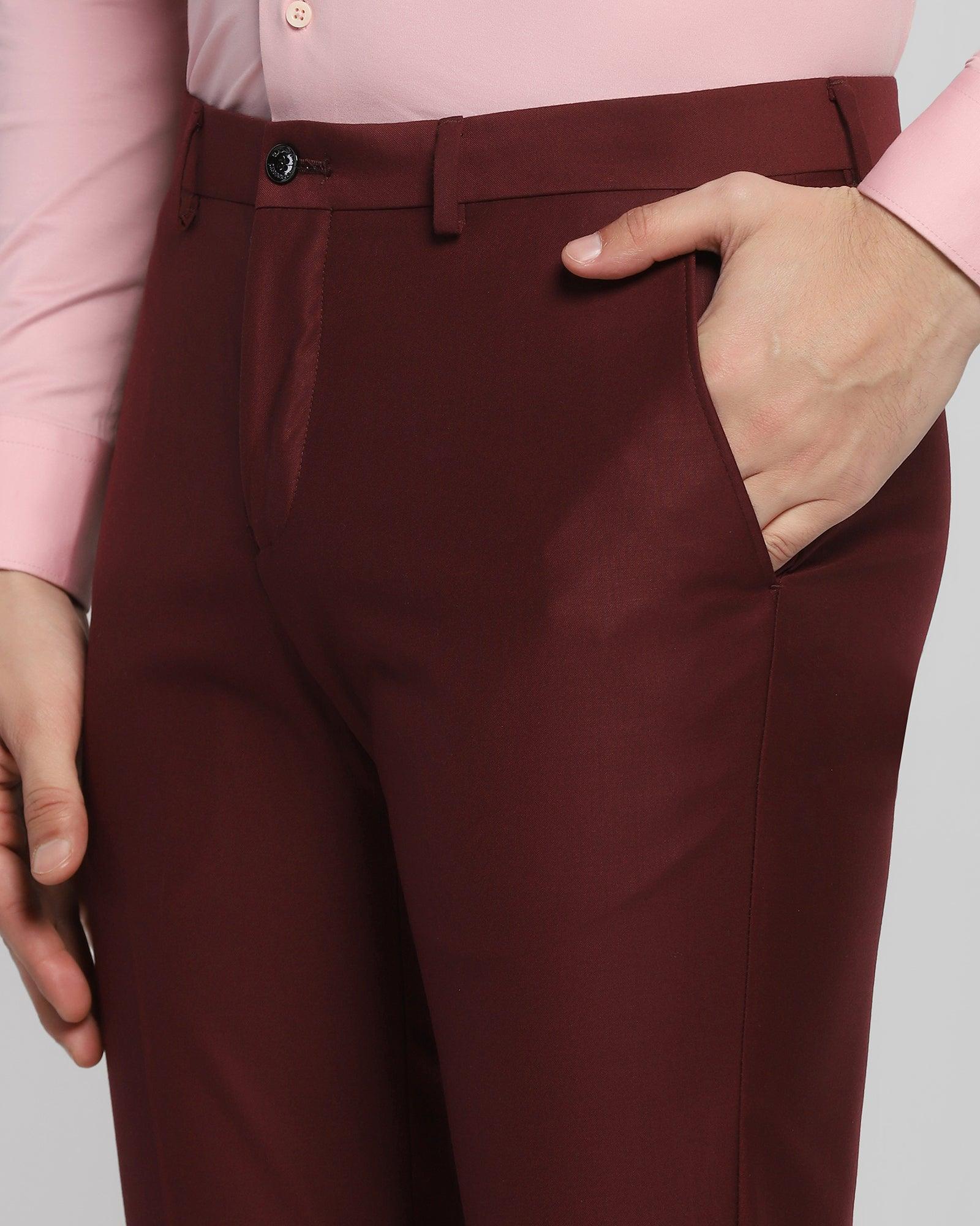 Two Piece Maroon Solid Formal Suit - Albion