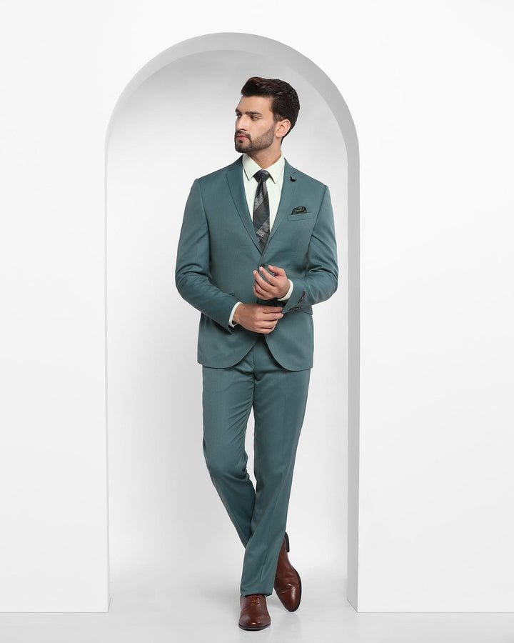 Two Piece Teal Solid Formal Suit - Cabrey