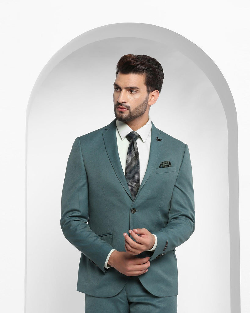 Two Piece Teal Solid Formal Suit - Cabrey