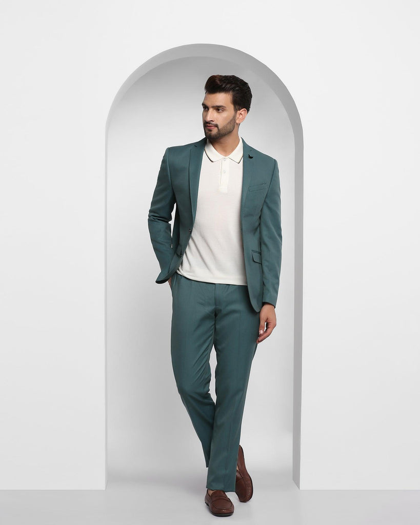 Two Piece Teal Solid Formal Suit - Cabrey