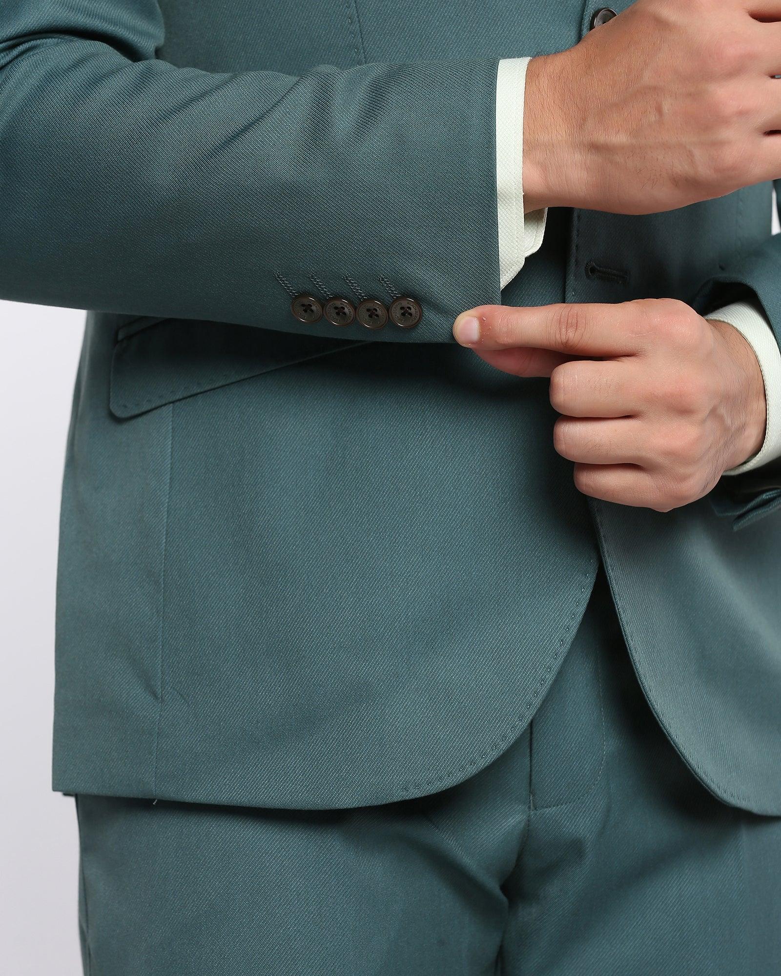 Two Piece Teal Solid Formal Suit - Cabrey
