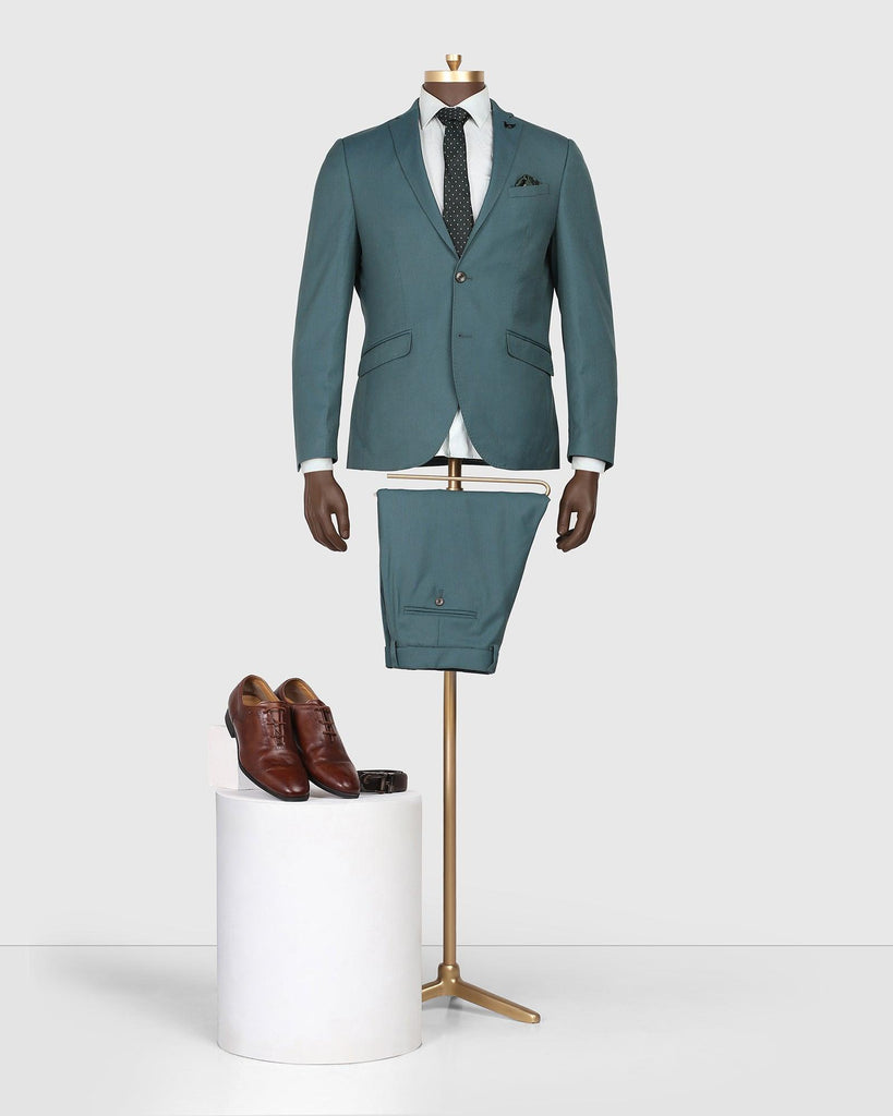 Two Piece Teal Solid Formal Suit - Cabrey