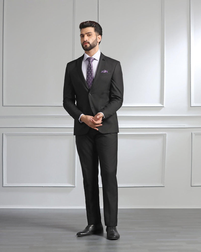 Two Piece Black Solid Formal Suit - Dorris