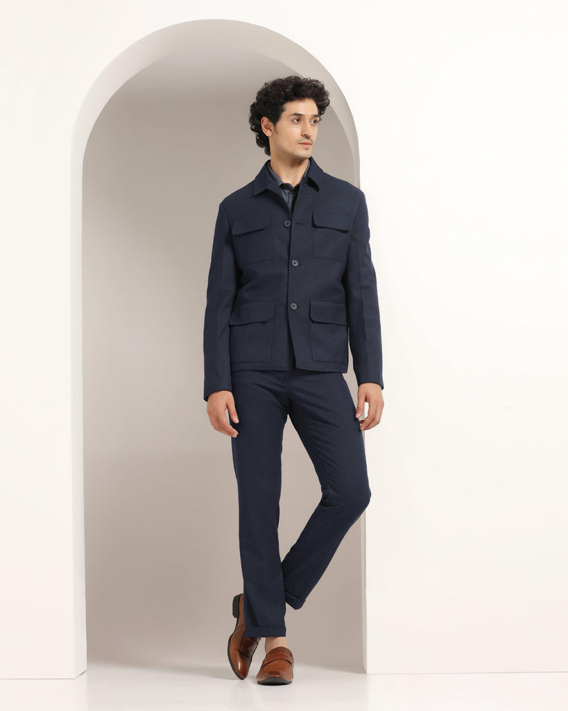 Two Piece Navy Solid Formal Suit - Dessert