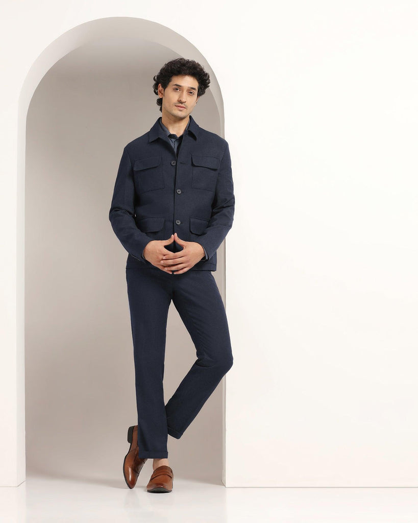 Two Piece Navy Solid Formal Suit - Dessert