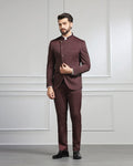 Two Piece Wine Solid Formal Suit - Ossessione - Blackberrys