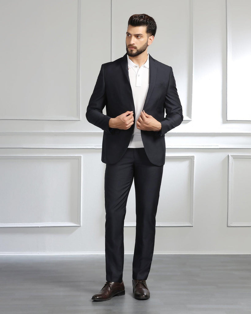 Luxe Three Piece Navy Solid Formal Suit - Meriner