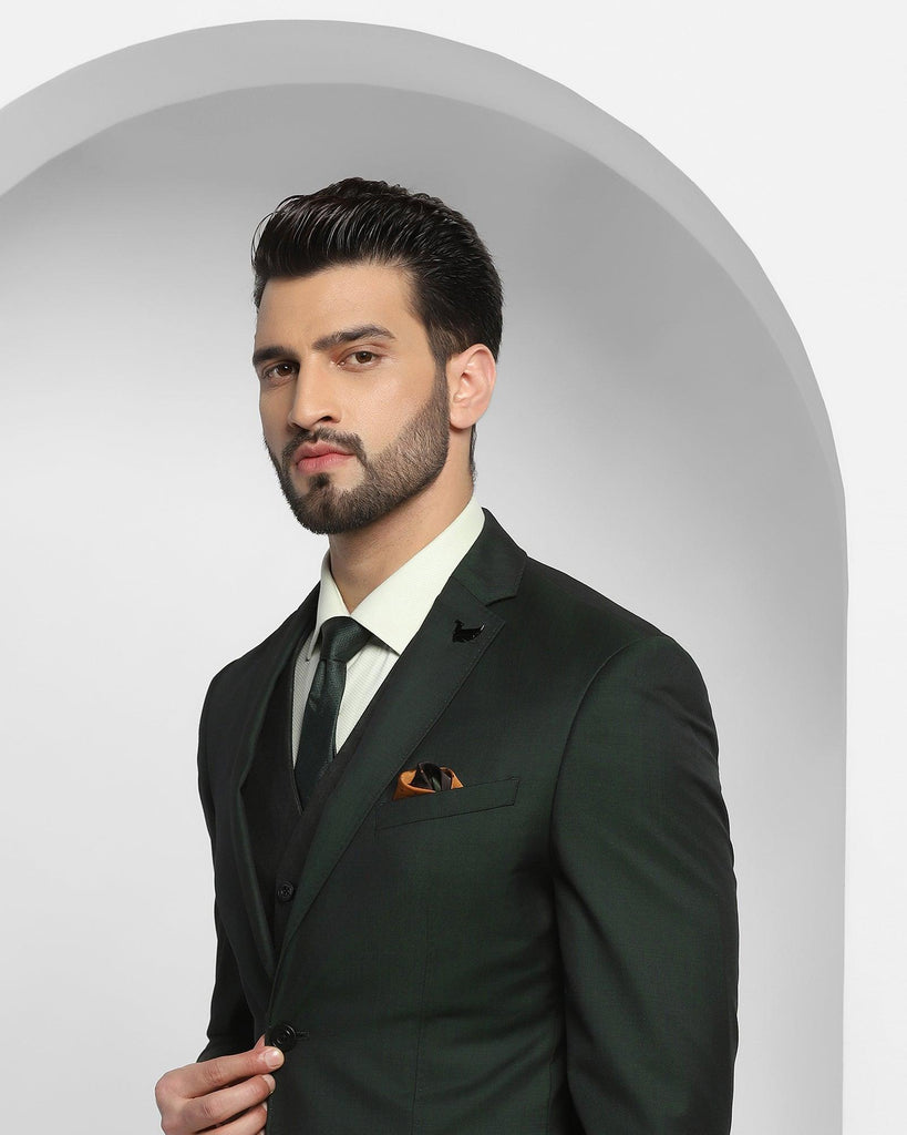 Luxe Three Piece Green Solid Formal Suit - Cyprus