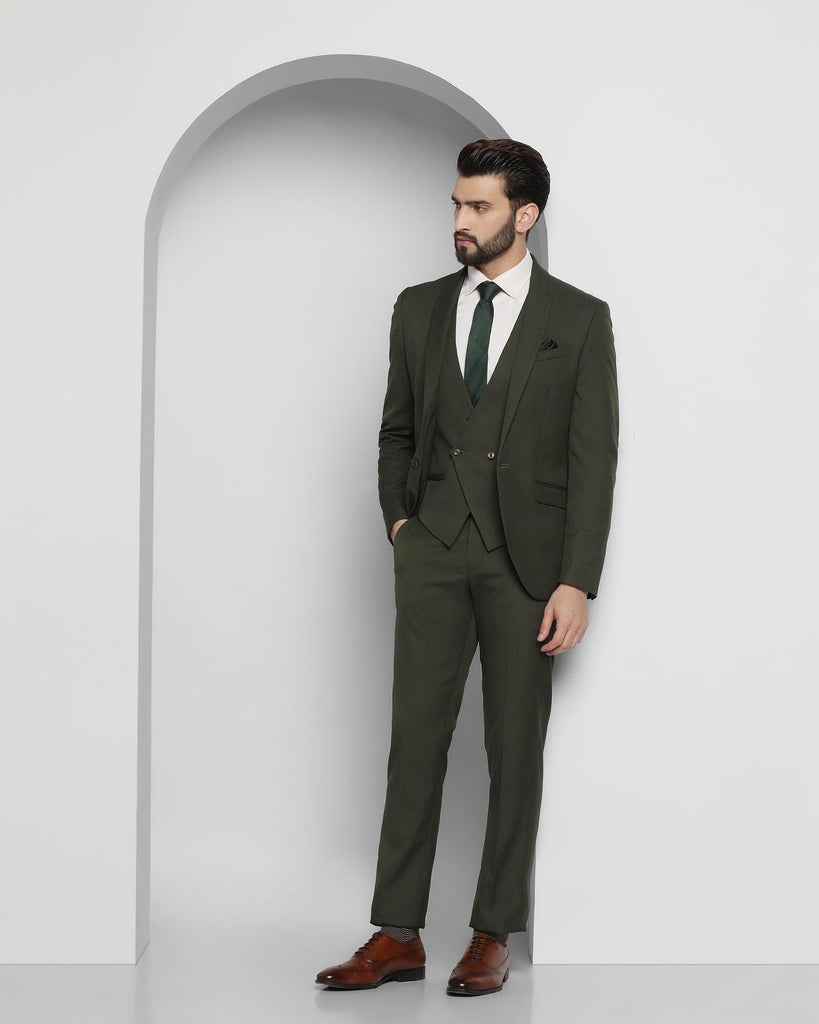 Three Piece Green Solid Formal Suit - Dimitri