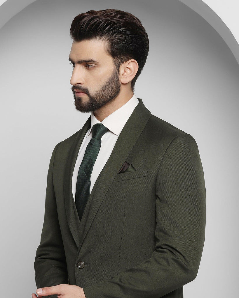 Three Piece Green Solid Formal Suit - Dimitri