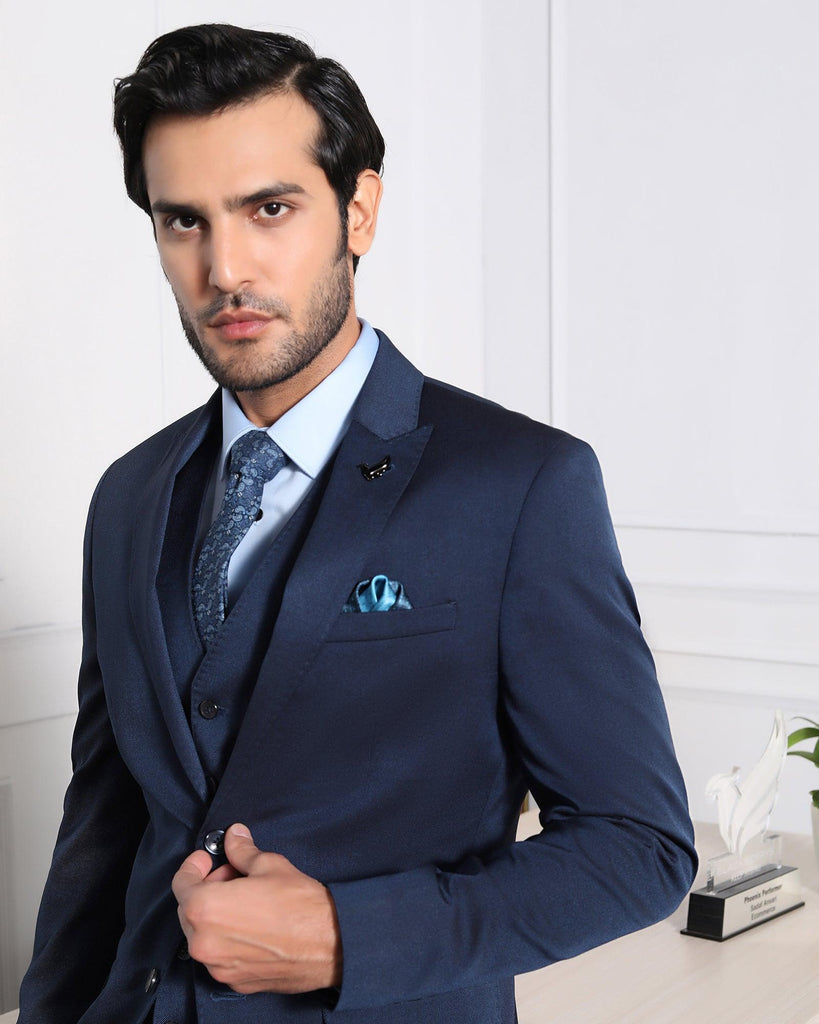 Must Haves Three Piece Midnight Navy Solid Formal Suit - Jaguar