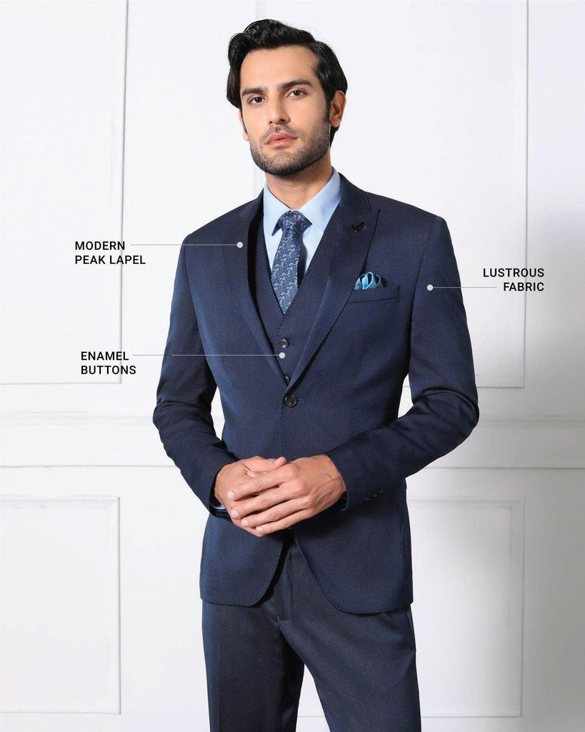 Must Haves Three Piece Midnight Navy Solid Formal Suit - Jaguar