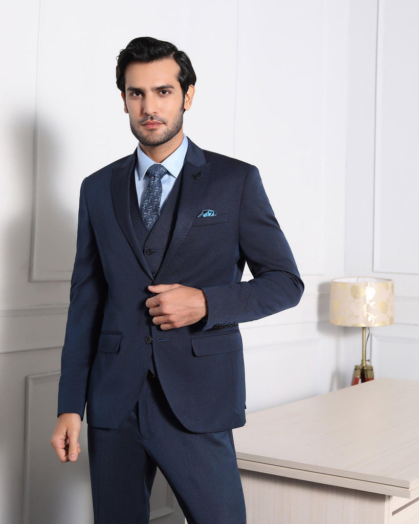 Must Haves Three Piece Midnight Navy Solid Formal Suit - Jaguar