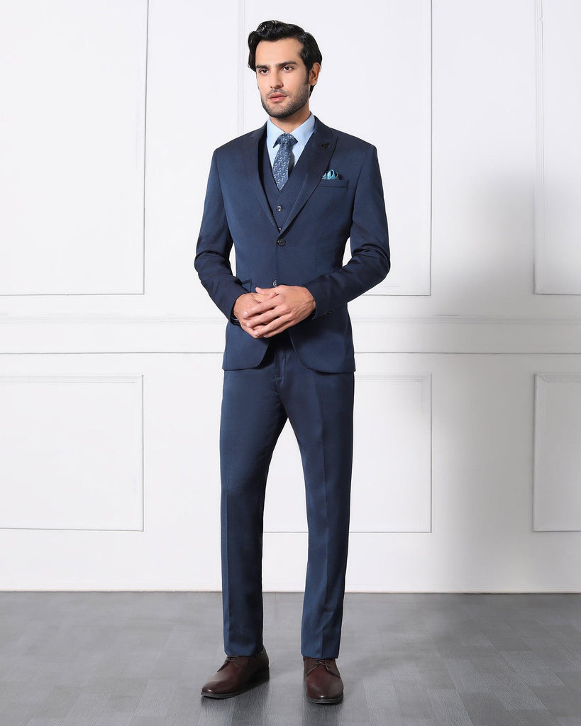 Must Haves Three Piece Midnight Navy Solid Formal Suit - Jaguar