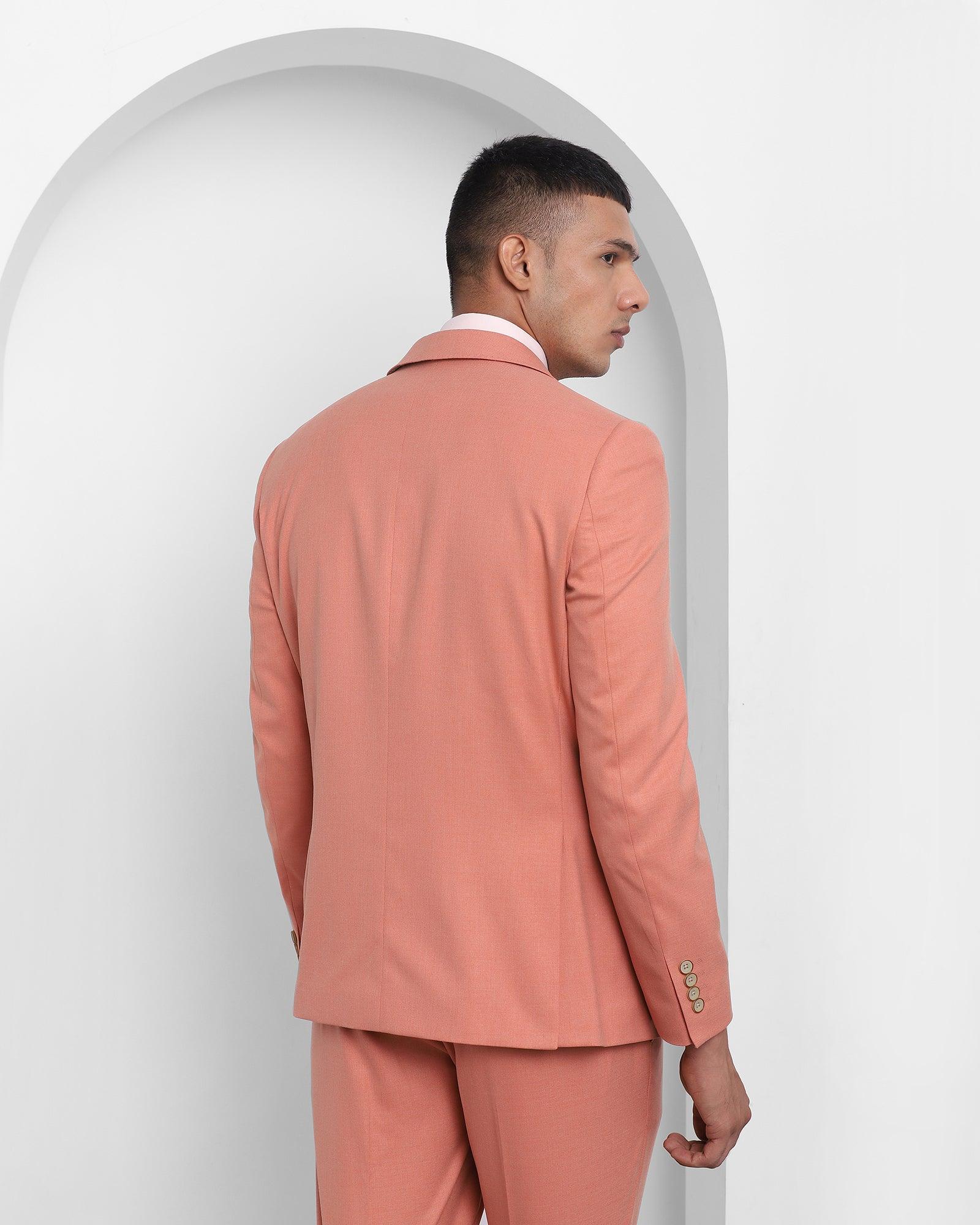 Three Piece Orange Solid Formal Suit - Tornell
