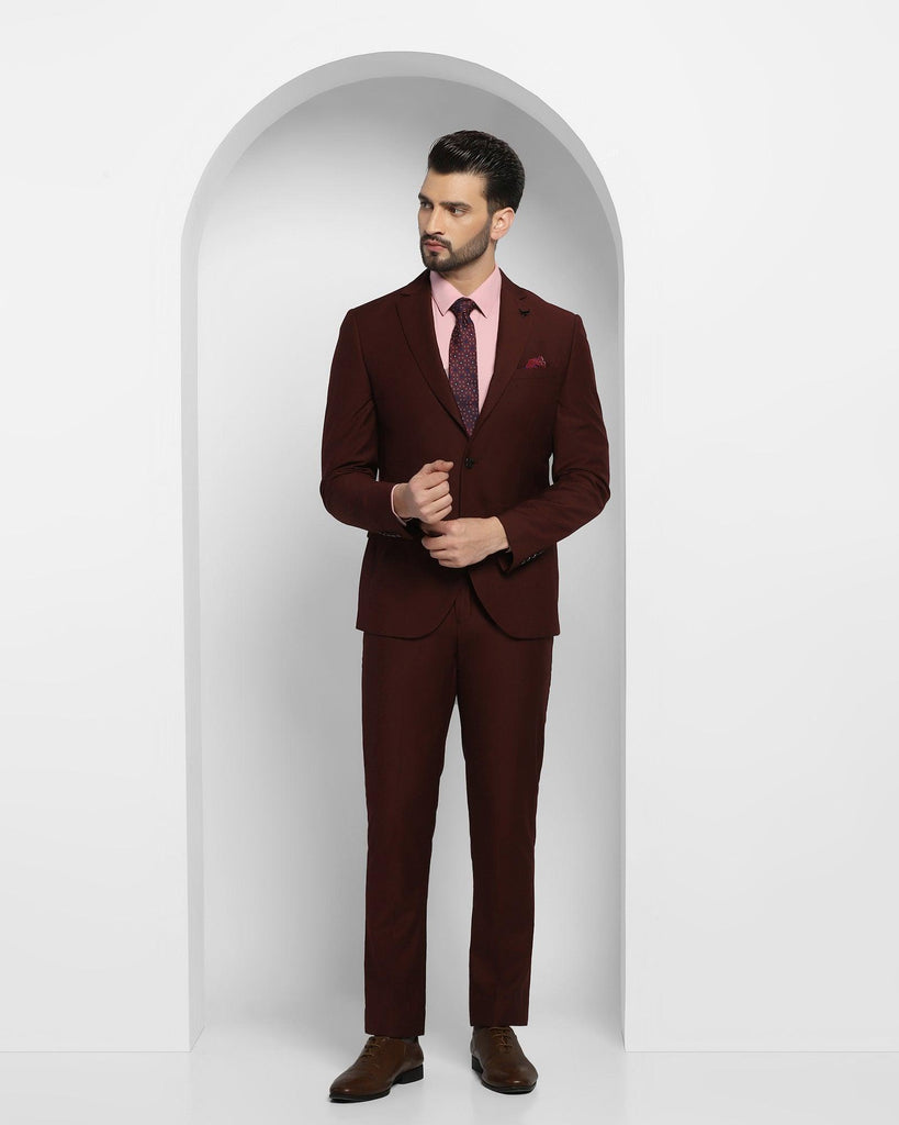 Three Piece Purple Solid Formal Suit - Edwin