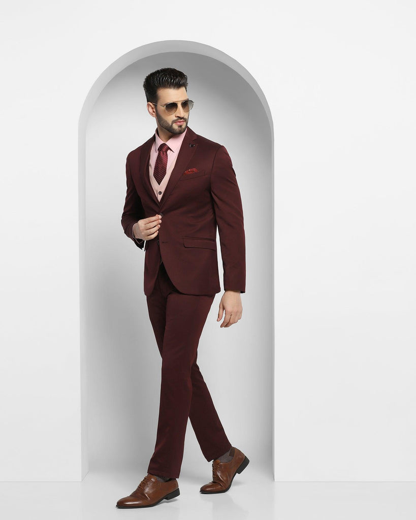 Three Piece Purple Solid Formal Suit - Edwin