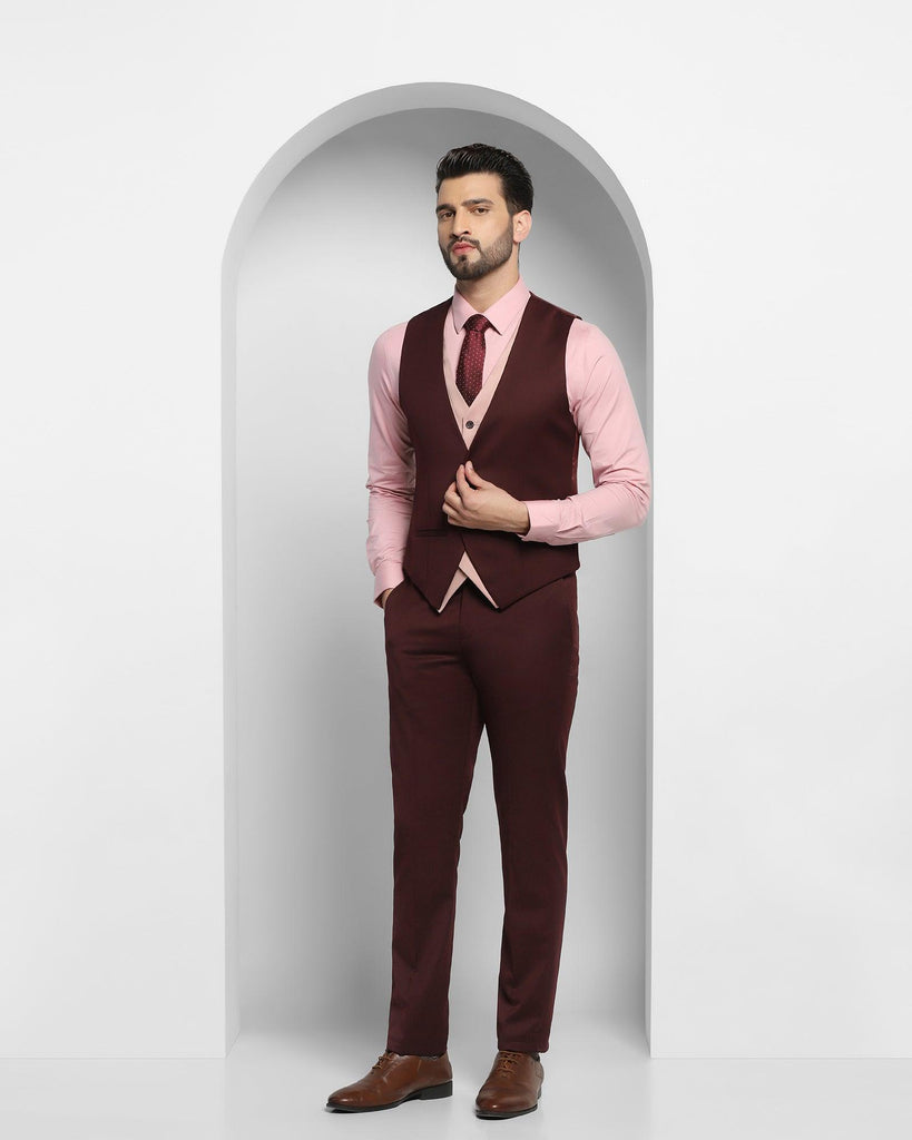 Three Piece Purple Solid Formal Suit - Edwin